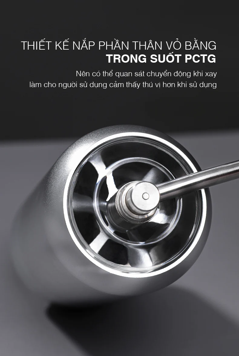 Nắp nhựa trong suốt nhìn thấy hạt khi xay