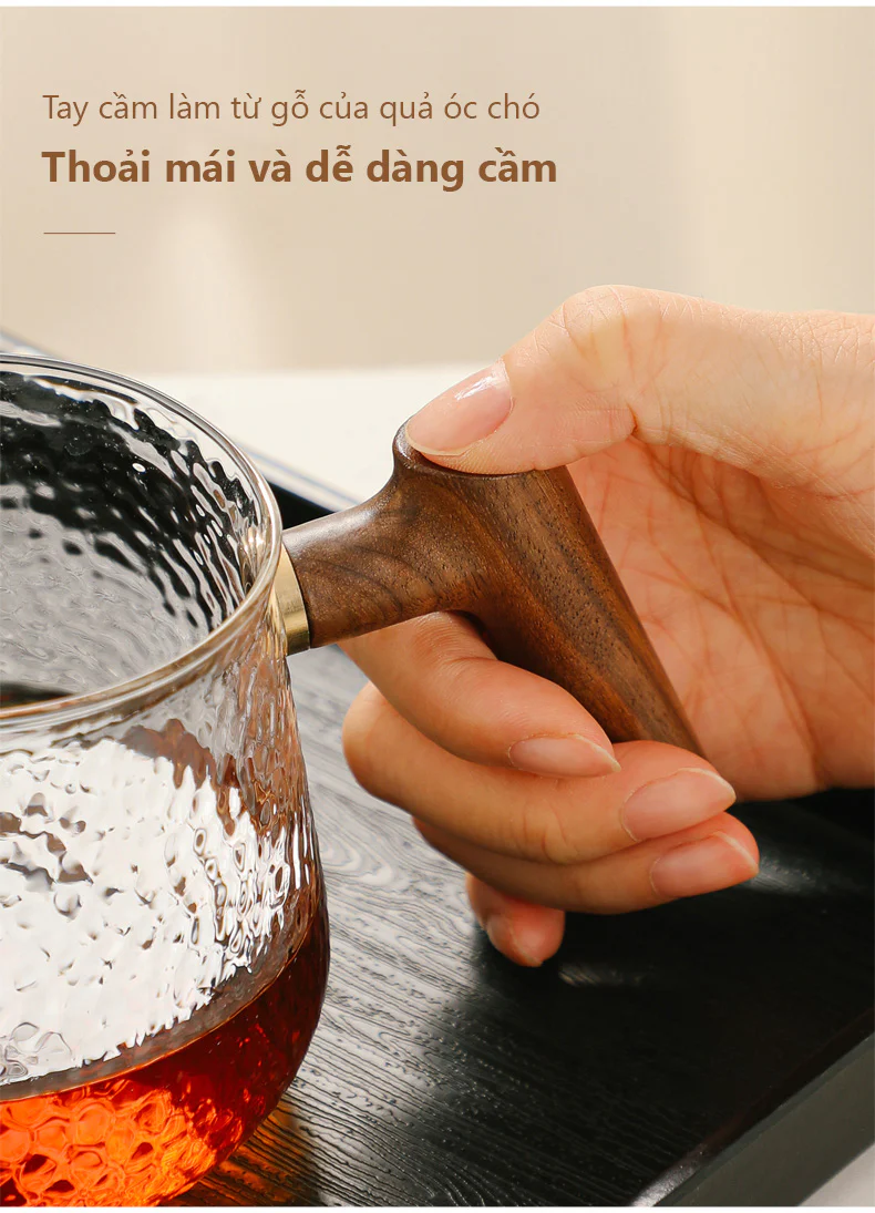 Tay cầm gỗ óc chó Bình Serve cà phê Hammered Hero
