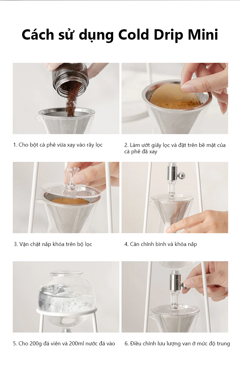 hướng dẫn sử dụng bình cold drip pha cà phê đá lạnh
