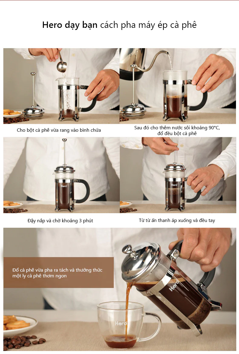 Cách pha cà phê french press nhanh tiện lợi