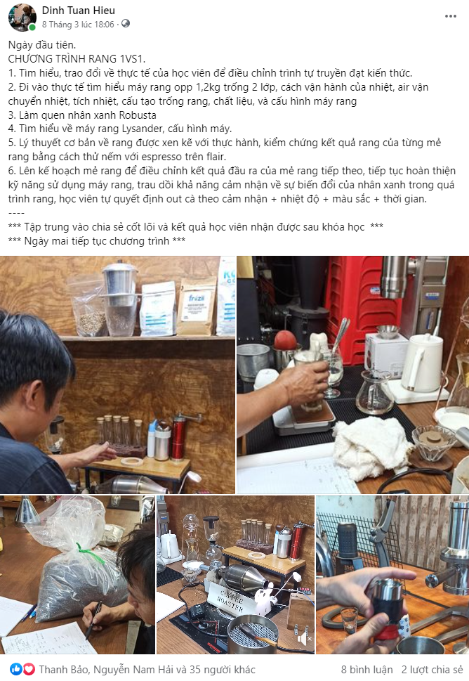 Ngày 1 anh Tuấn học rang