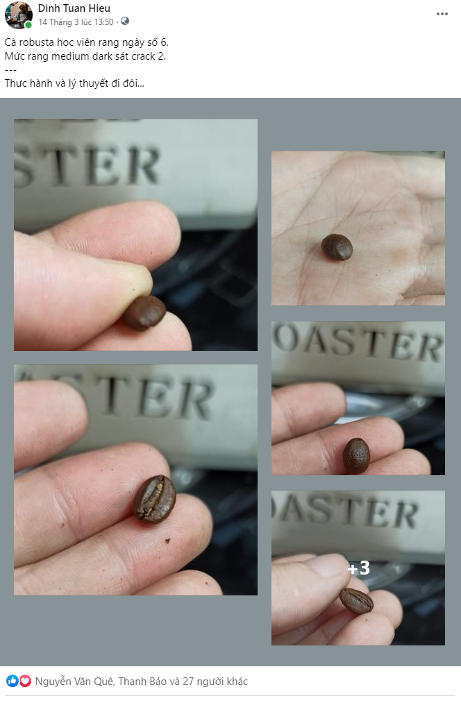 Thành phẩm cà phê rang của học viên